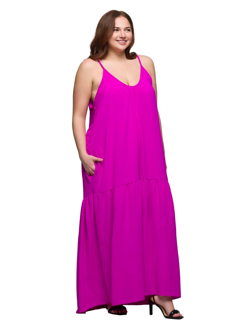 Plus Size Lightweight Spaghetti Strap Pocket Maxi Dress