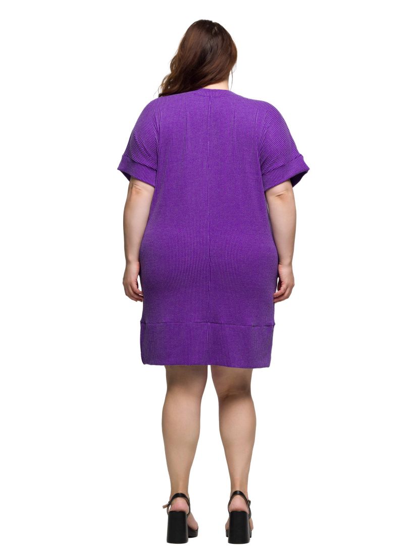 Plus Size V Neck Loose Fit Short Sleeve Pocket T Shirt Dress