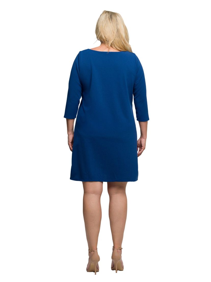 Womens Plus Size Three Quarter Sleeve A Line Knee Length Dress