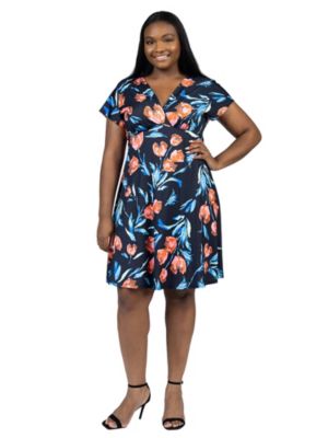 24seven Comfort Apparel Plus Size Three Quarter Sleeve Dress