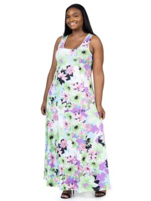 24seven Comfort Apparel Big Girls Sleeveless Floral Maxi Dress