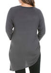 Plus Size Asymmetrical 3/4 Sleeve Tunic Top
