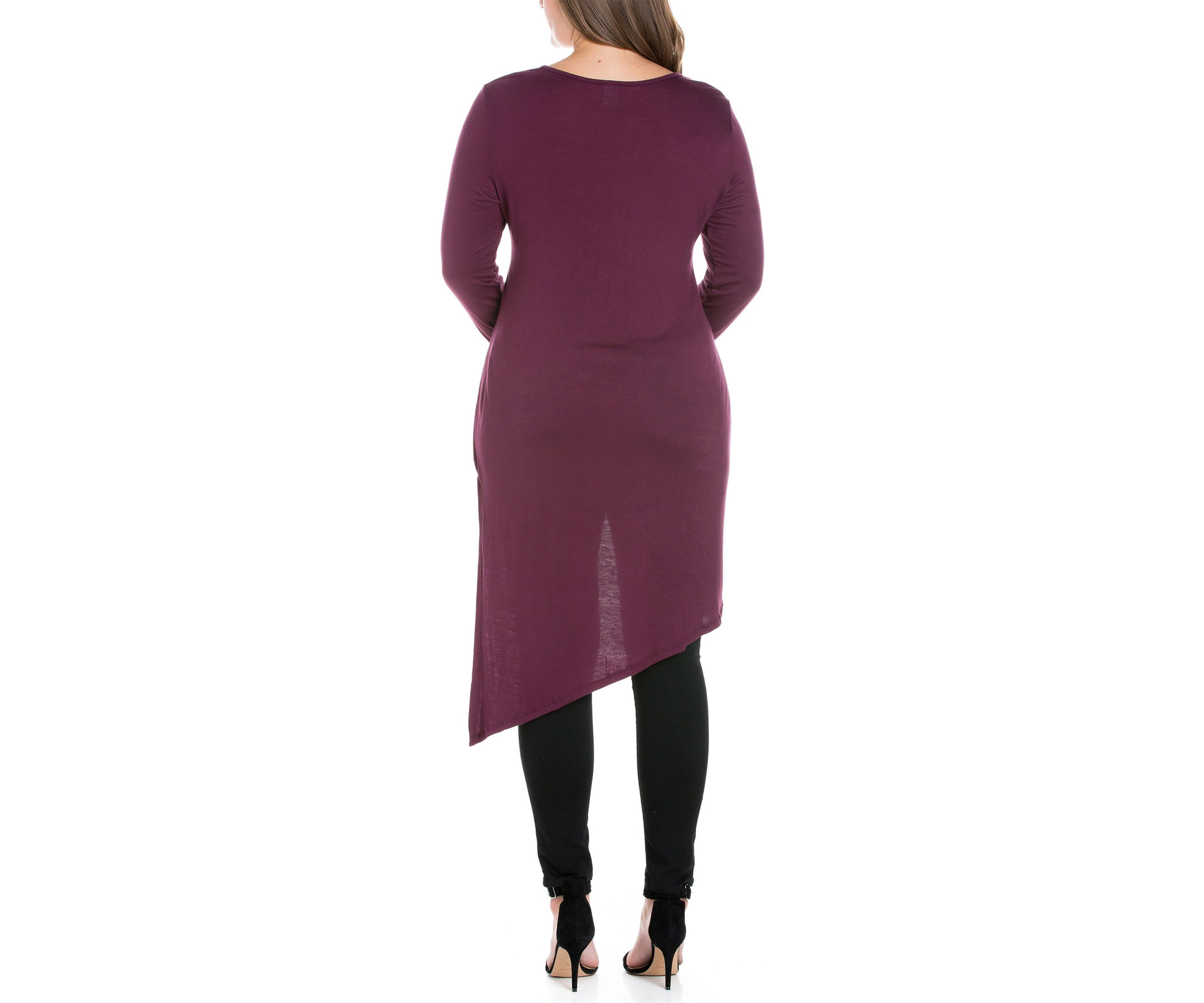 Plus Size Long Sleeve Knee Length Asymmetrical Tunic Top