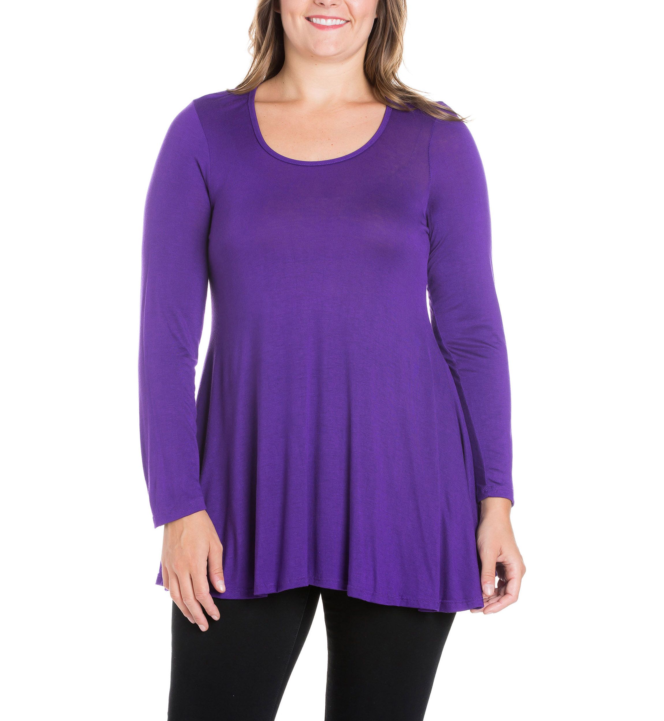 Poised Long Sleeve Swing Plus Size Tunic Top