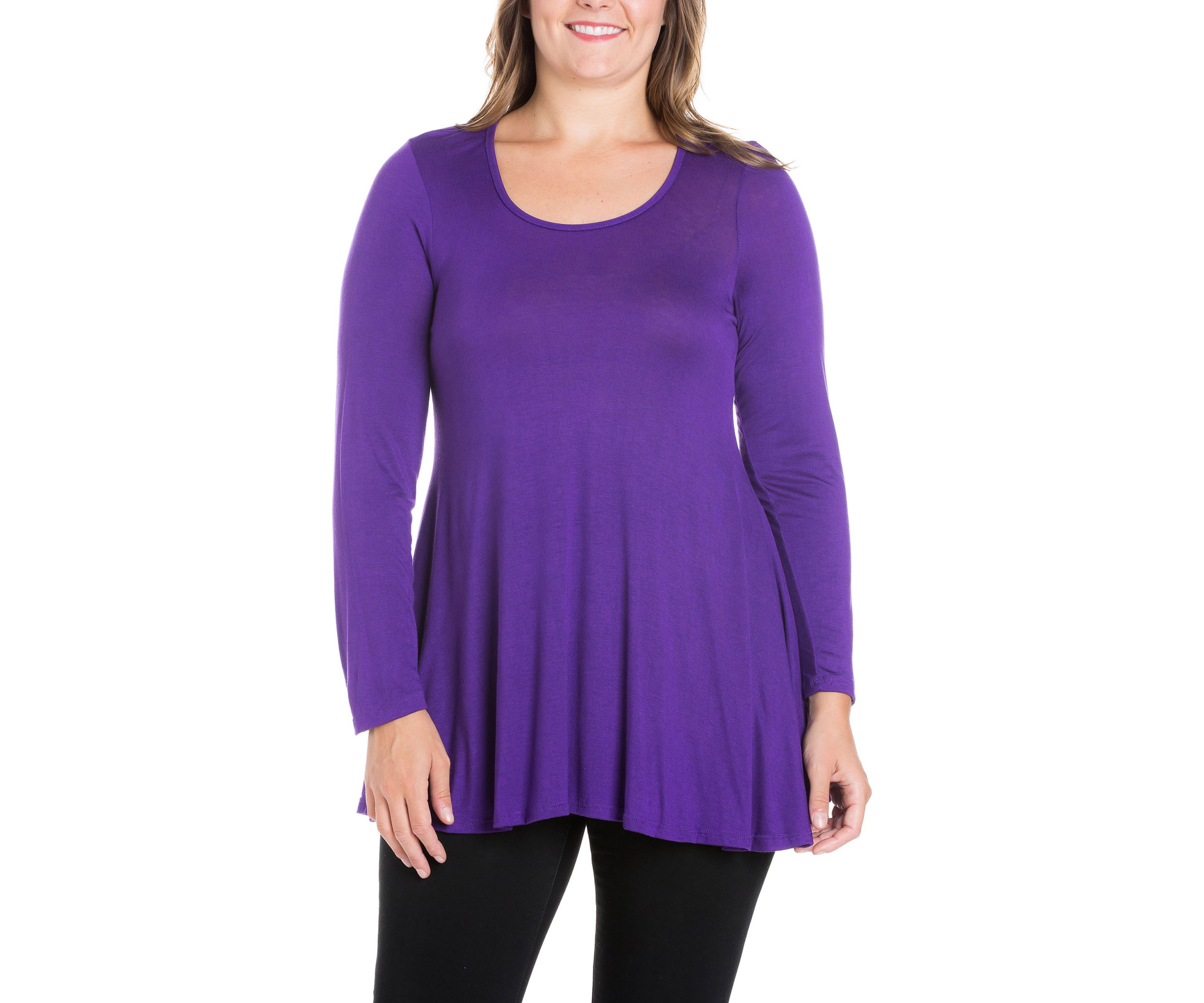 Poised Long Sleeve Swing Plus Size Tunic Top