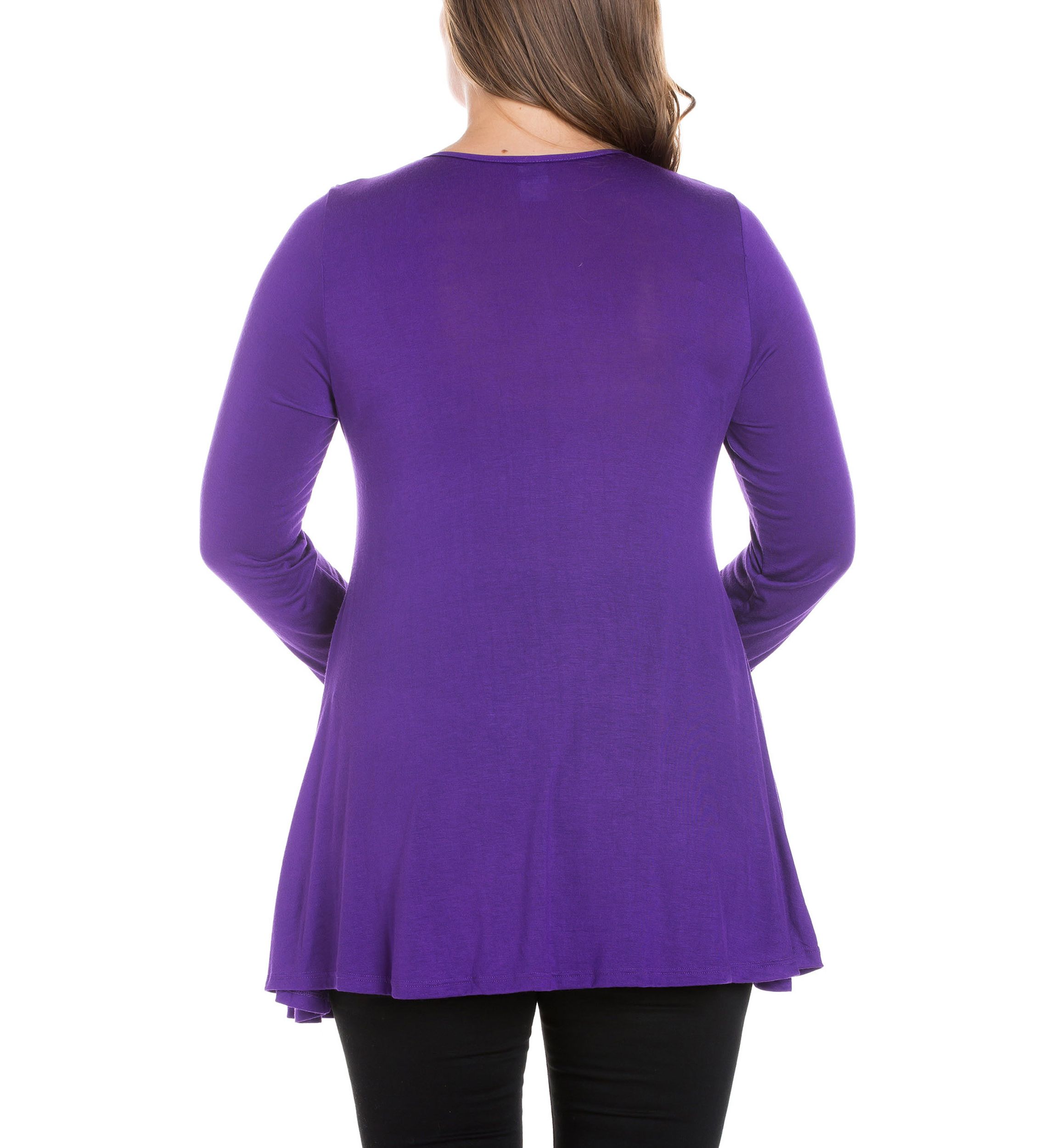 Poised Long Sleeve Swing Plus Size Tunic Top