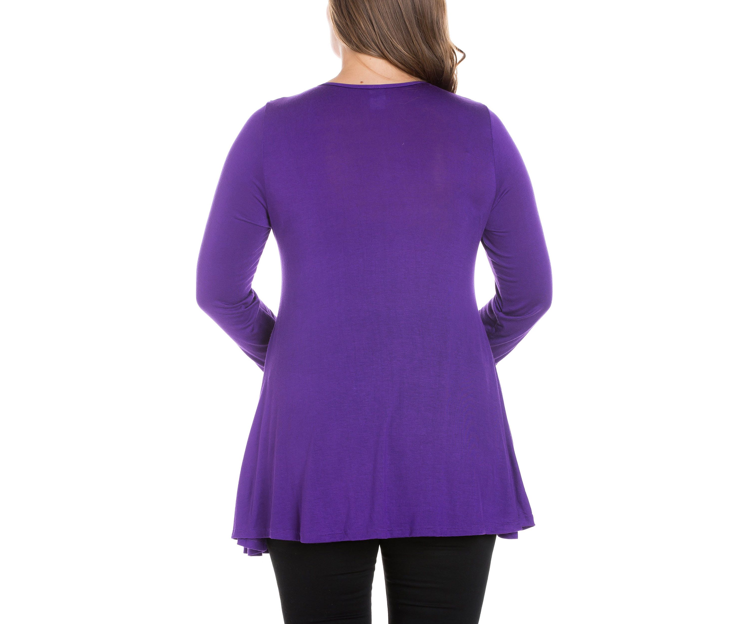 Poised Long Sleeve Swing Plus Size Tunic Top