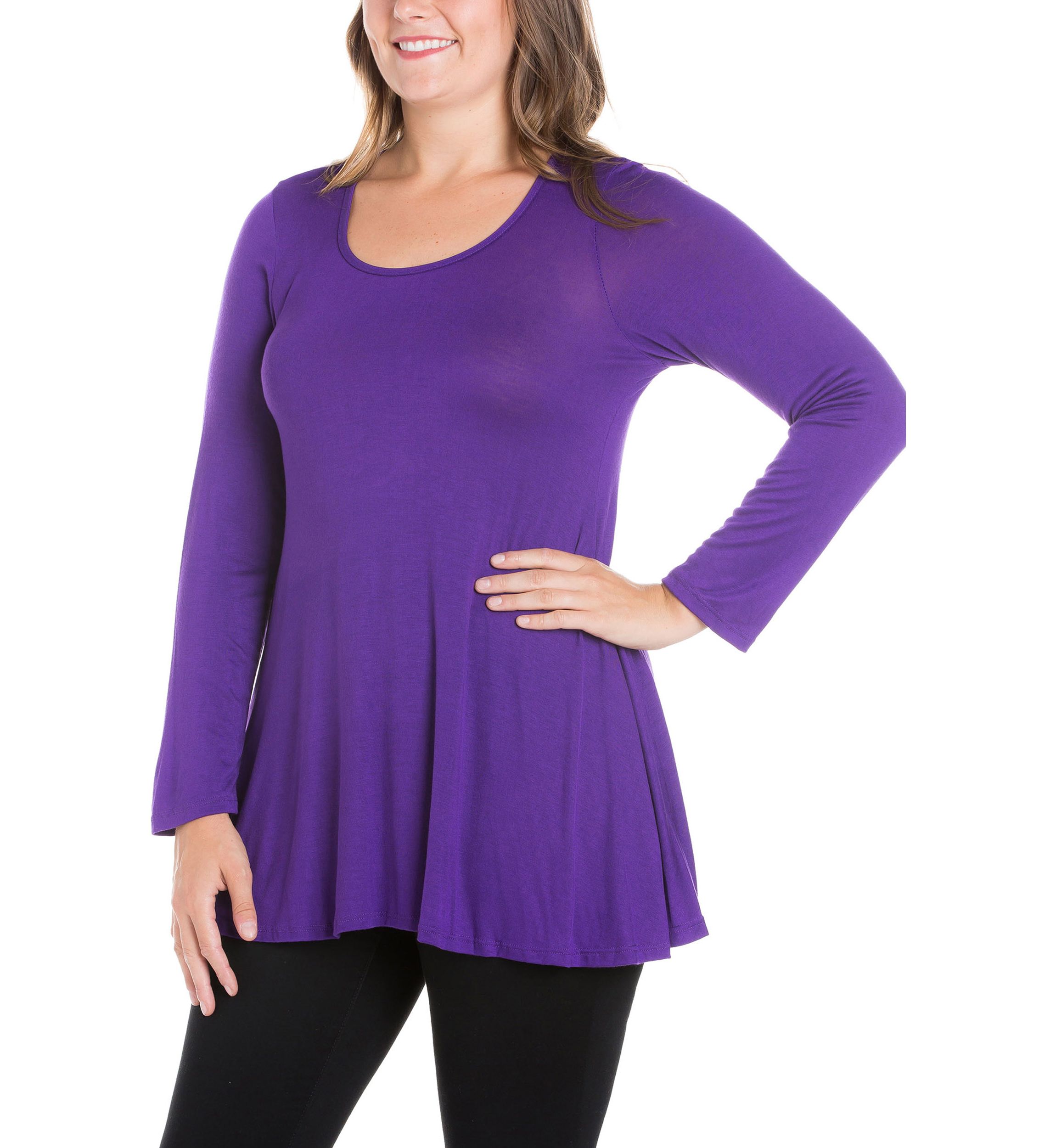 Poised Long Sleeve Swing Plus Size Tunic Top