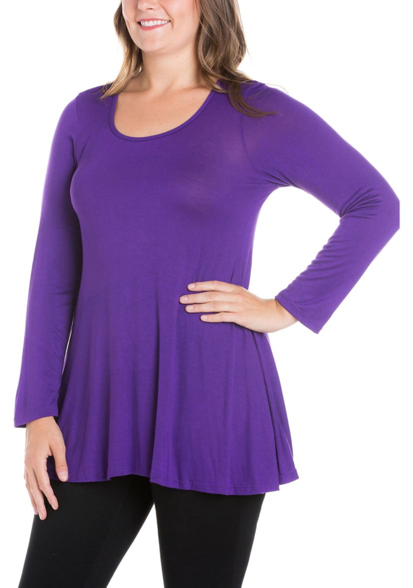 Poised Long Sleeve Swing Plus Size Tunic Top
