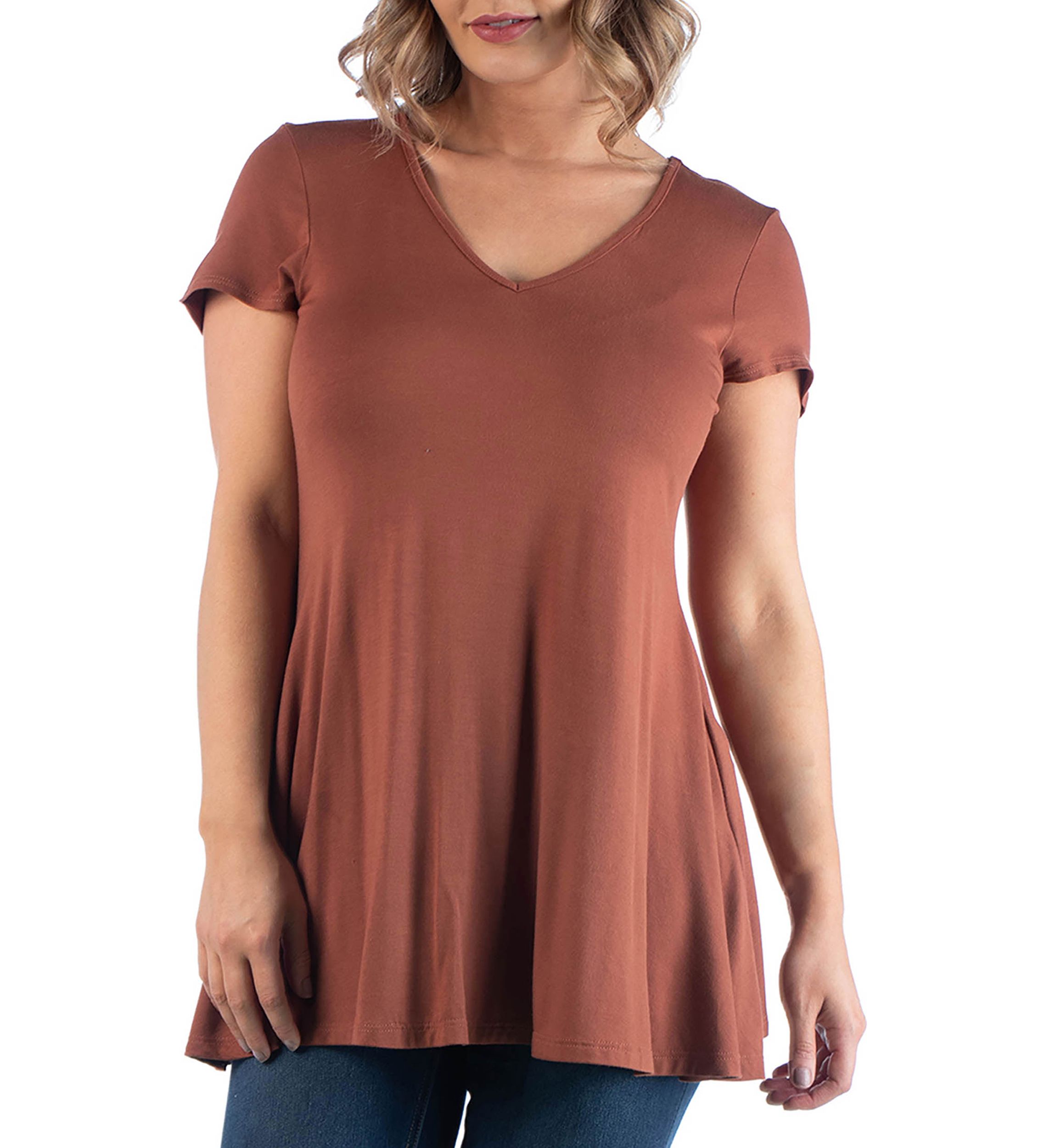 Plus Size Short Sleeve V Neck Tunic