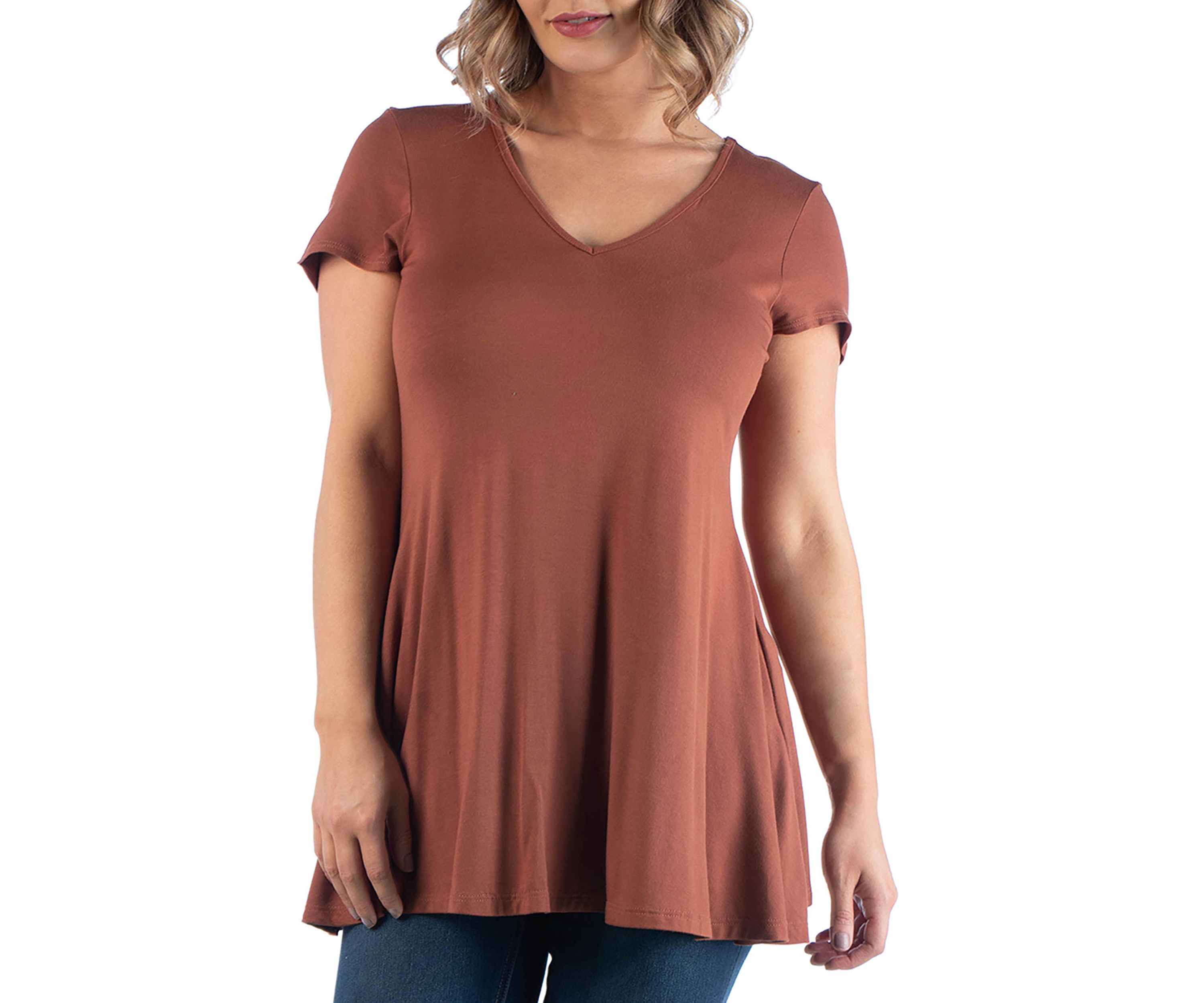 Plus Size Short Sleeve V Neck Tunic