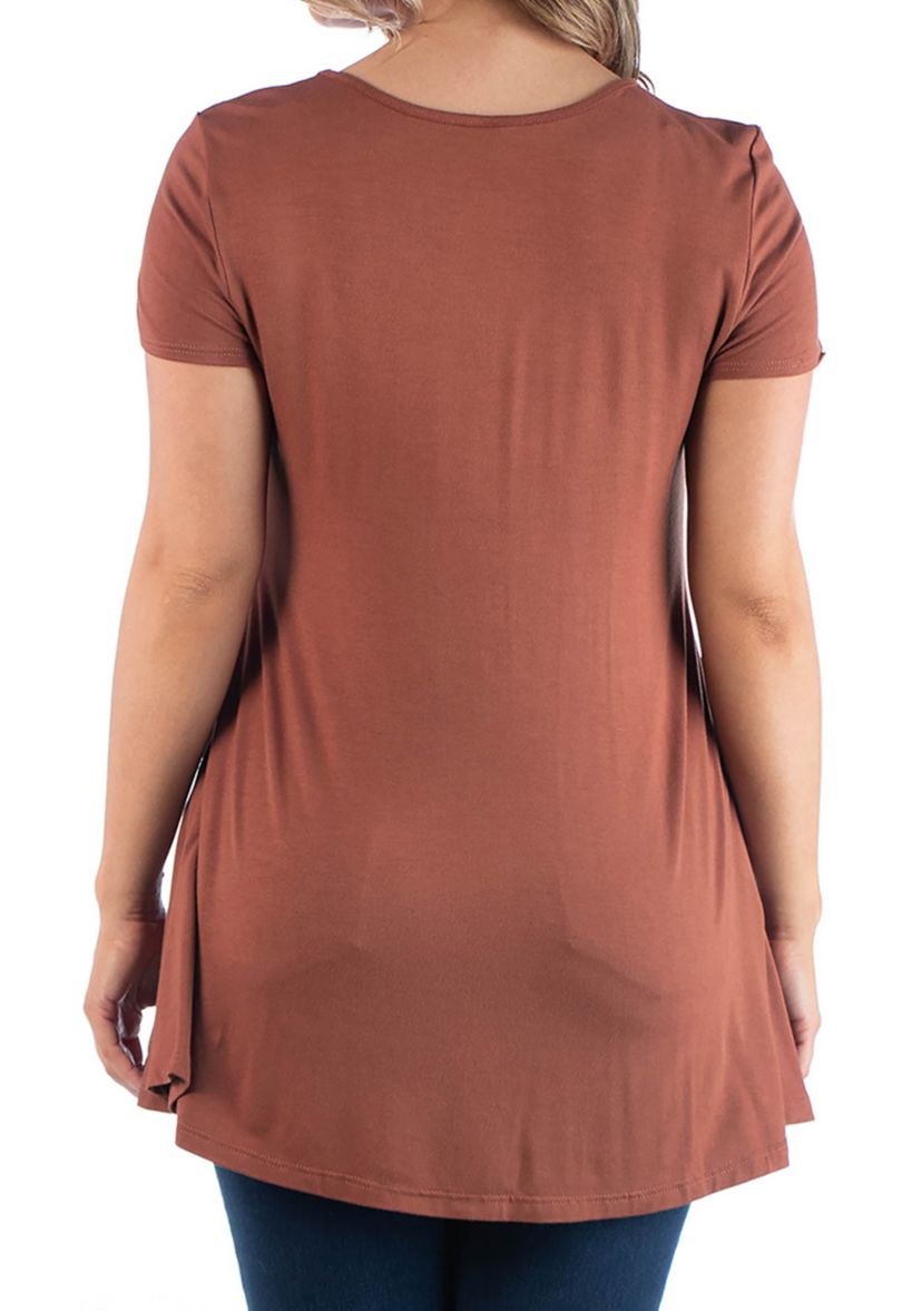 Plus Size Short Sleeve V Neck Tunic