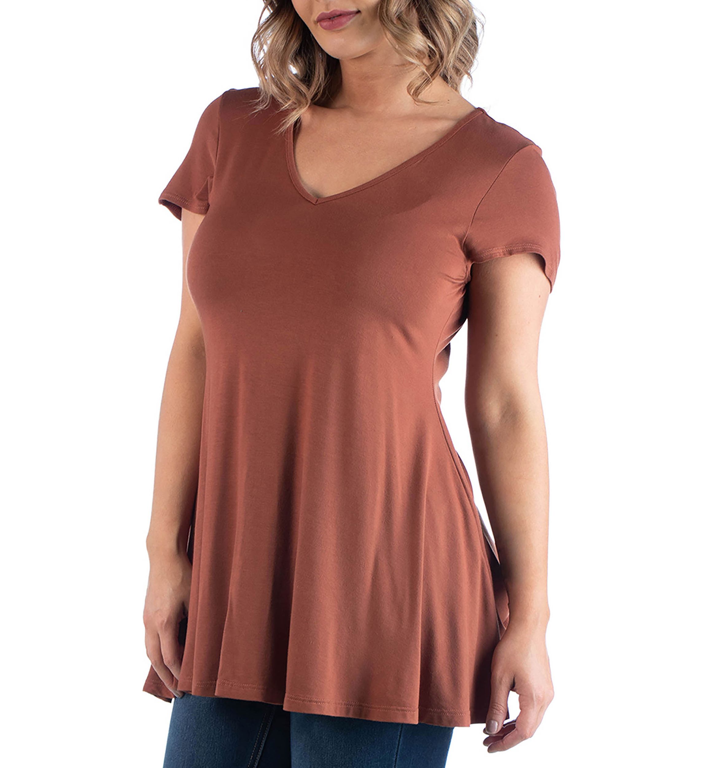 Plus Size Short Sleeve V Neck Tunic
