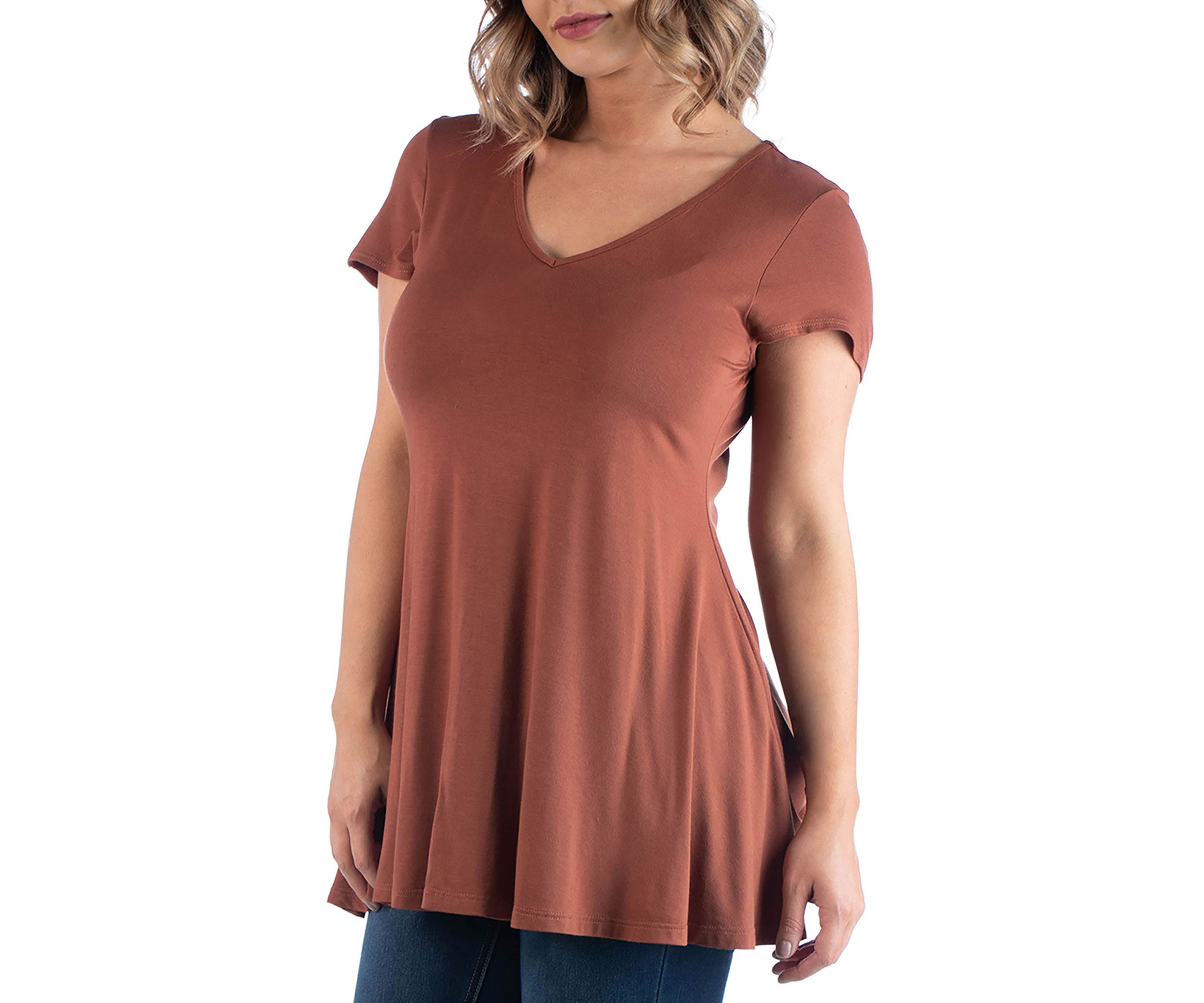 Plus Size Short Sleeve V Neck Tunic