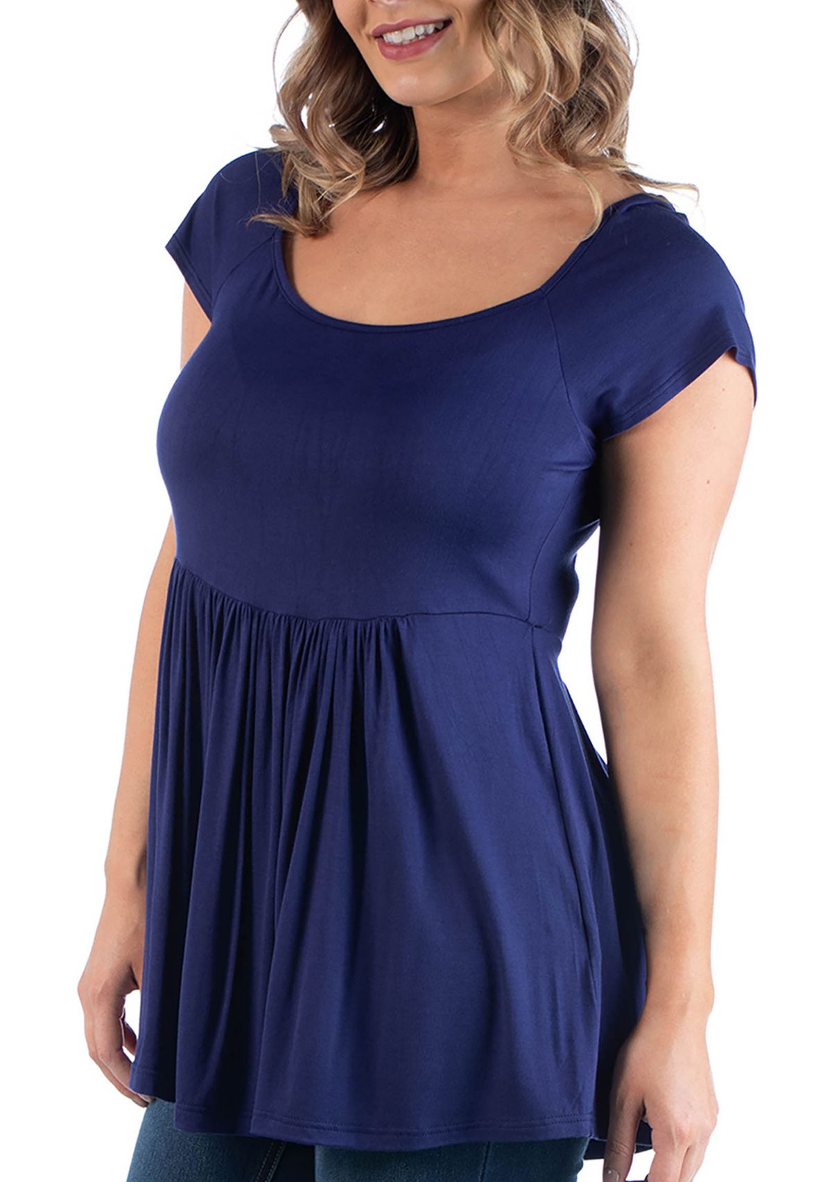 Plus Size Cap Sleeve Babydoll Top