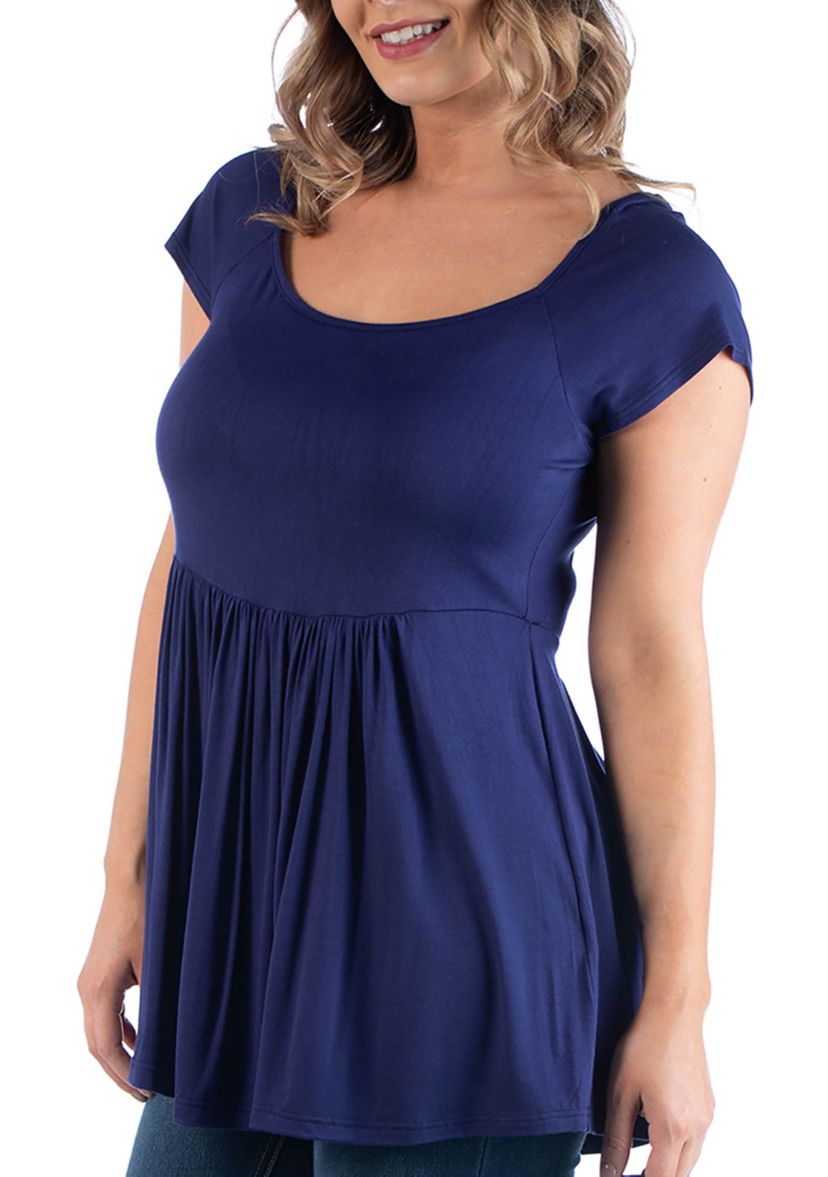 Plus Size Cap Sleeve Babydoll Top