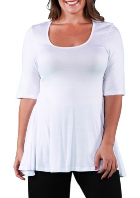 24seven Comfort Apparel Women's Plus Size Elbow Sleeve Tunic Top