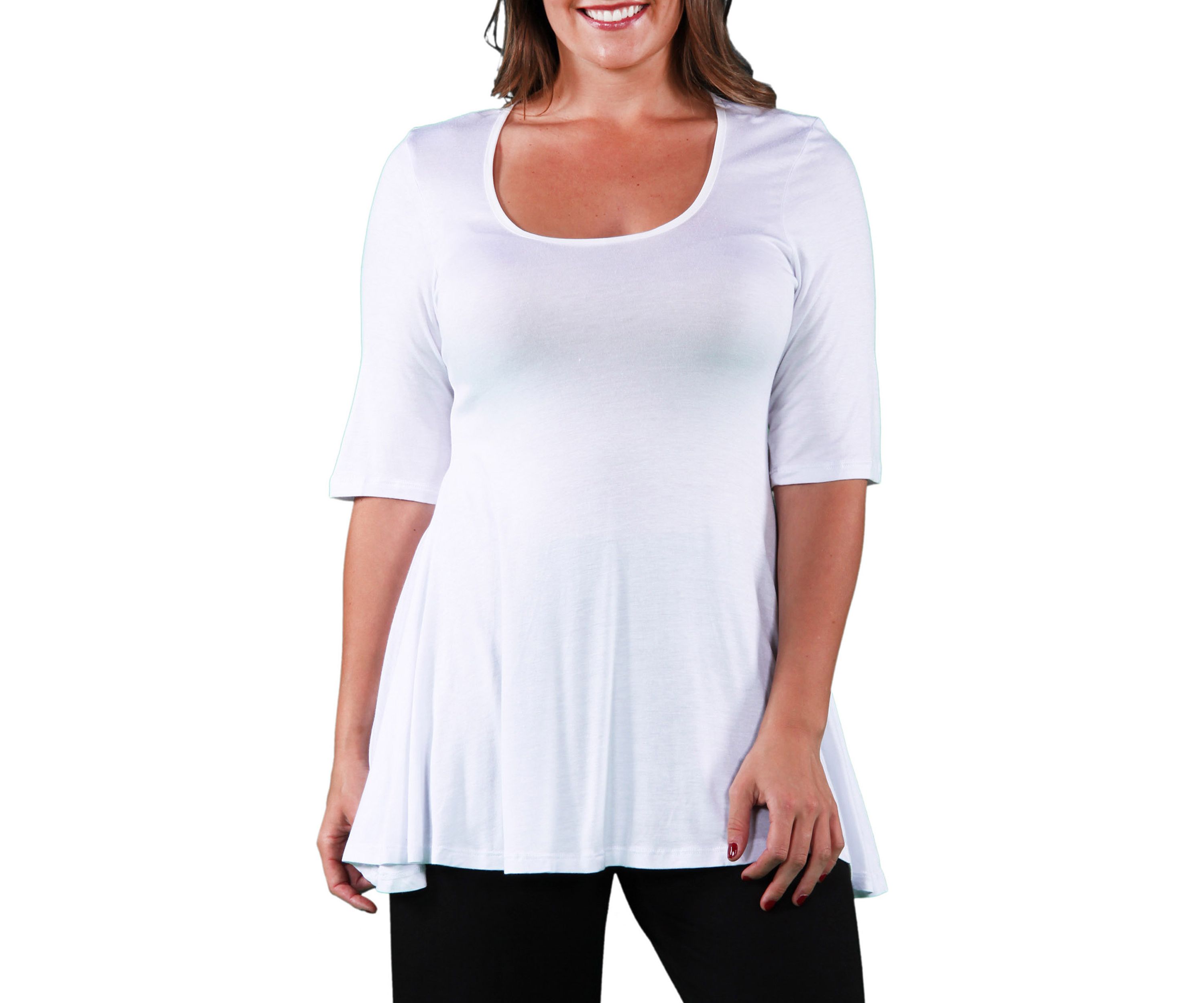 Plus Size Elbow Sleeve Tunic Top