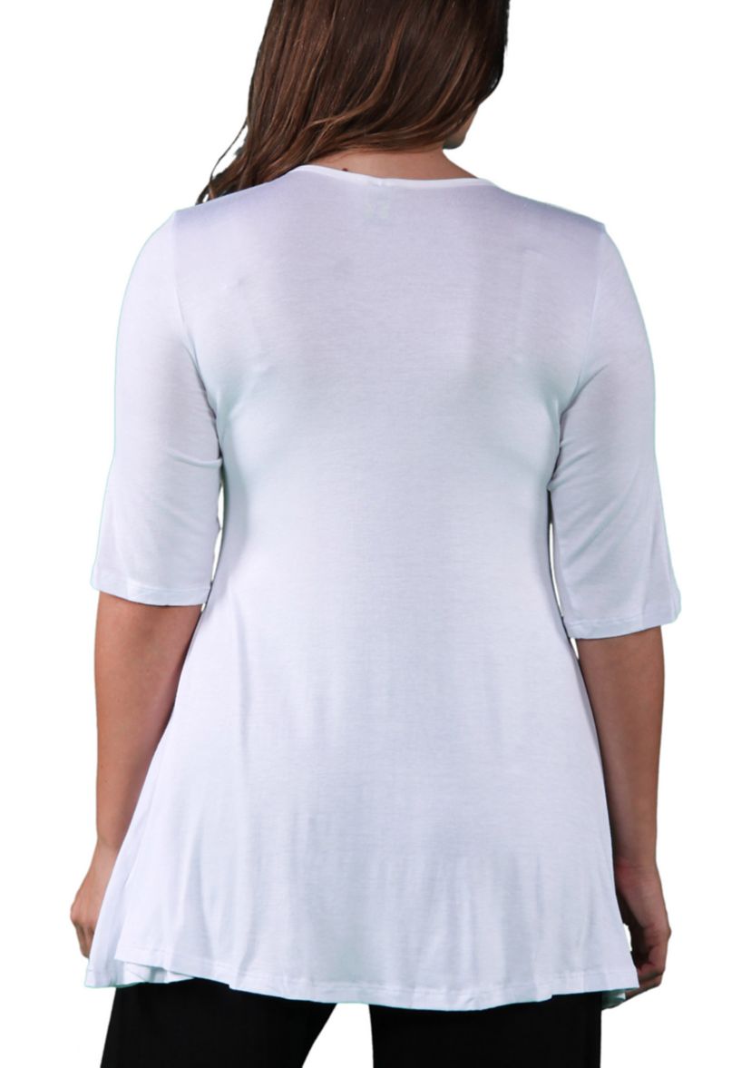 Plus Size Elbow Sleeve Tunic Top