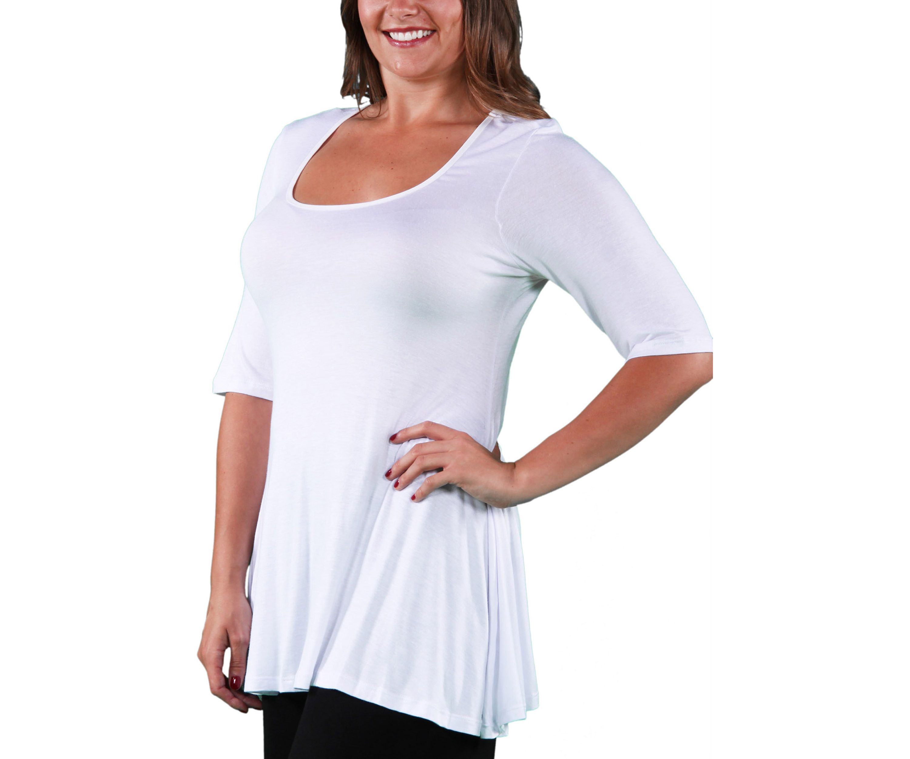 Plus Size Elbow Sleeve Tunic Top