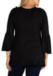 Plus Size Long Bell Sleeve Flared Tunic Top