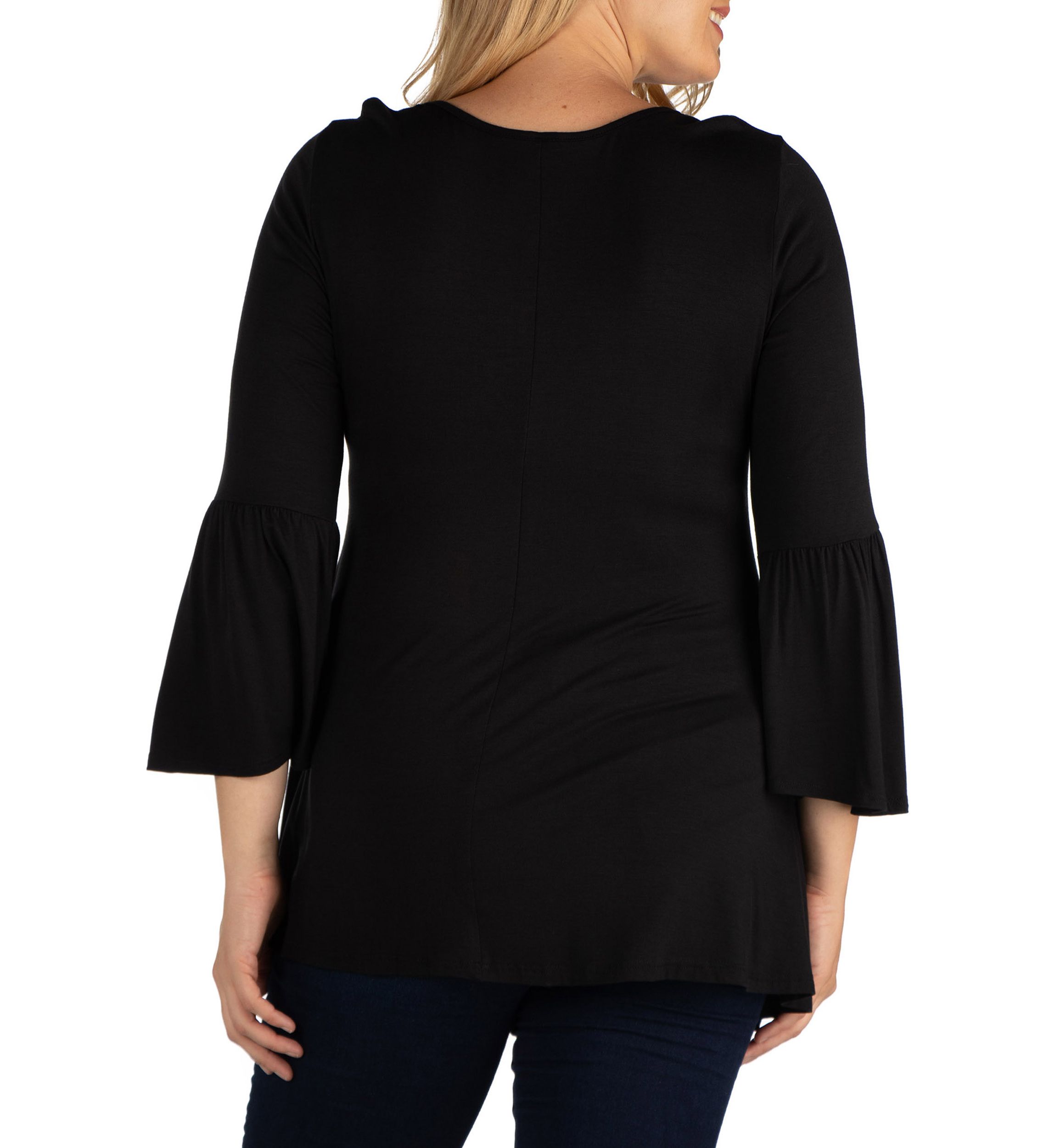 Plus Size Long Bell Sleeve Flared Tunic Top