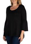 Plus Size Long Bell Sleeve Flared Tunic Top