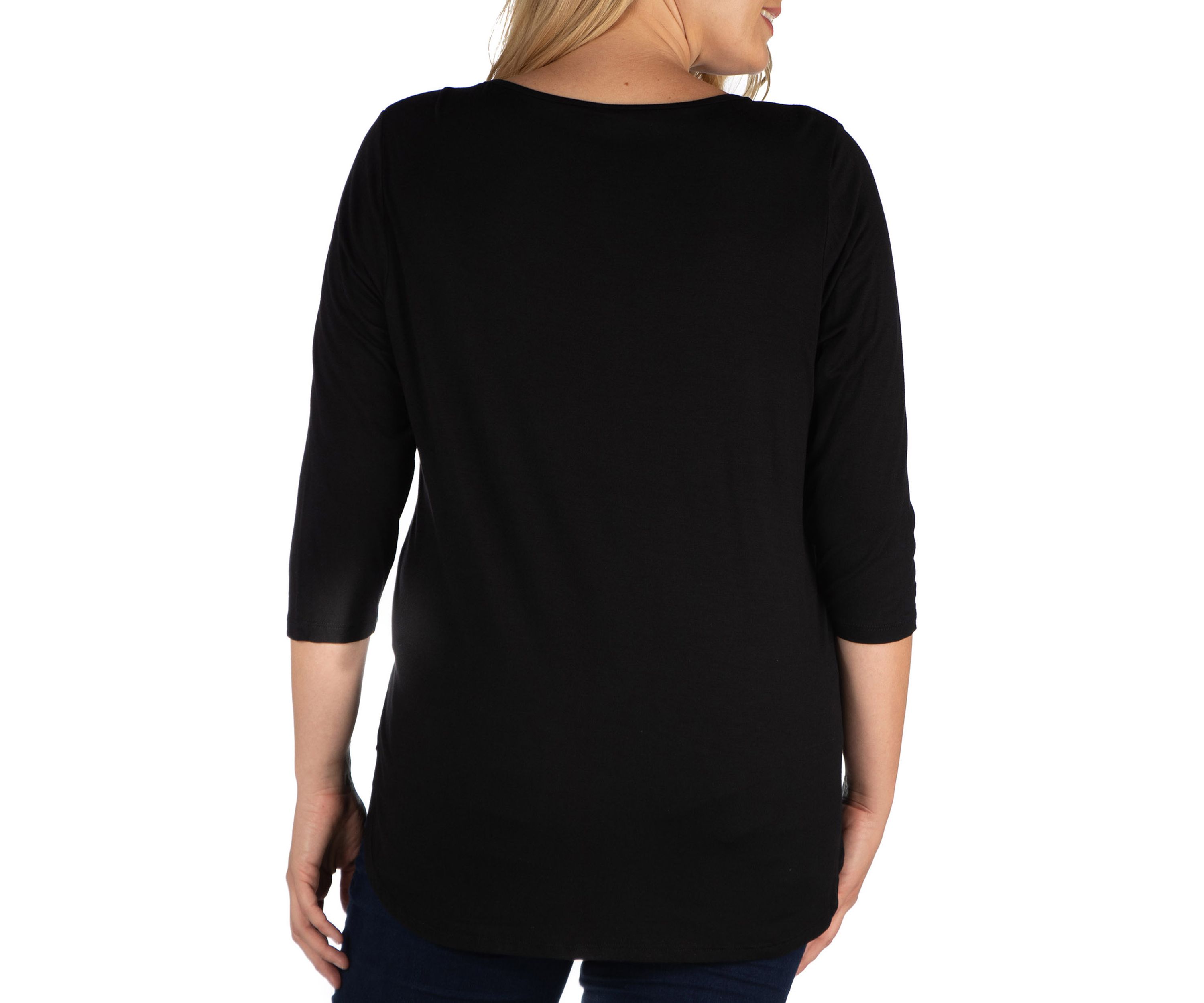 Plus Size Criss Cross Round Hemline Tunic Top