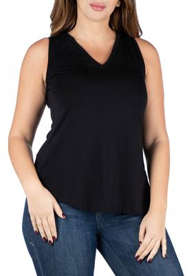 24seven Comfort Apparel Women's Plus Size V Neck Sleeveless Top