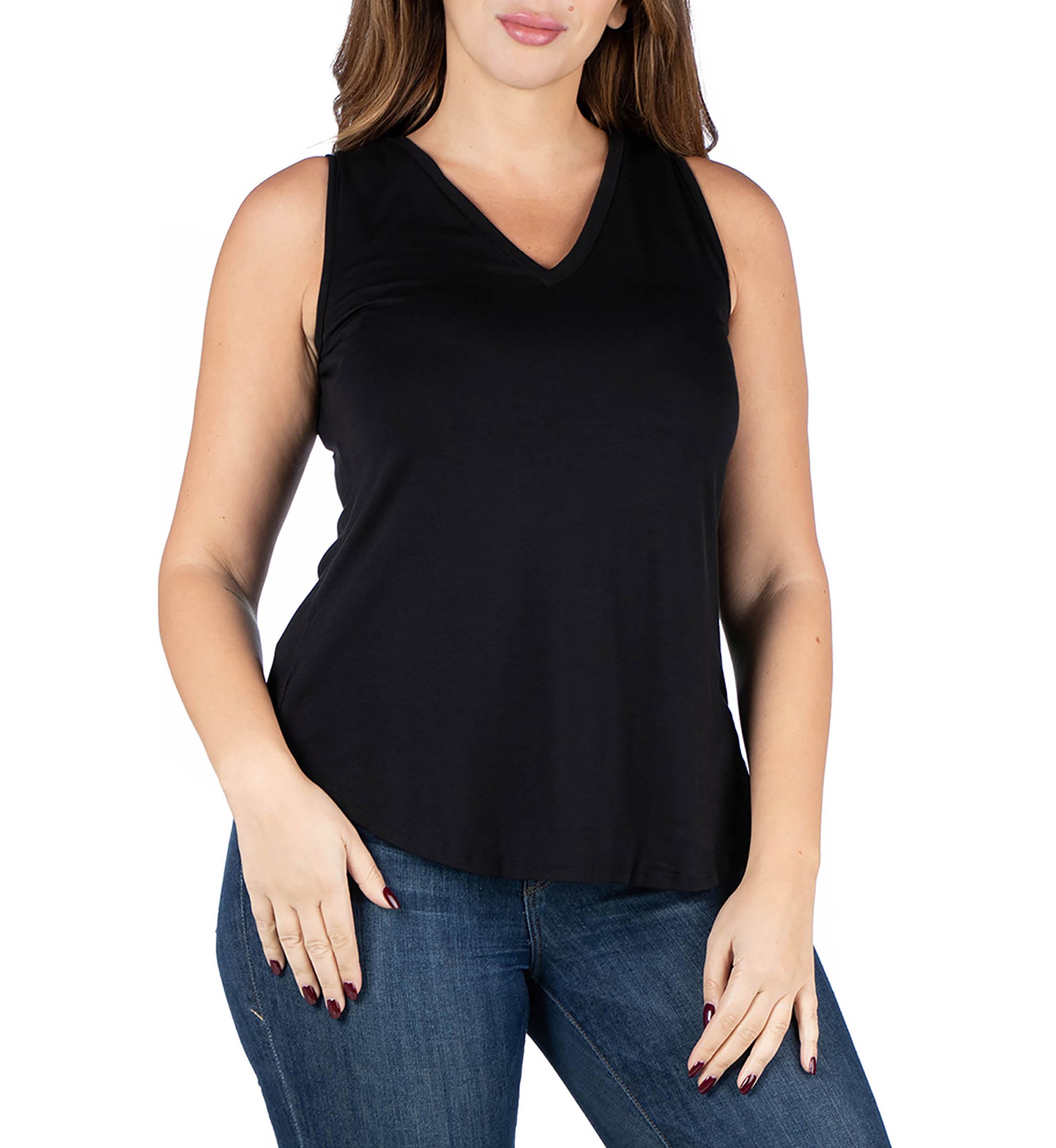 Plus Size V Neck Sleeveless Top