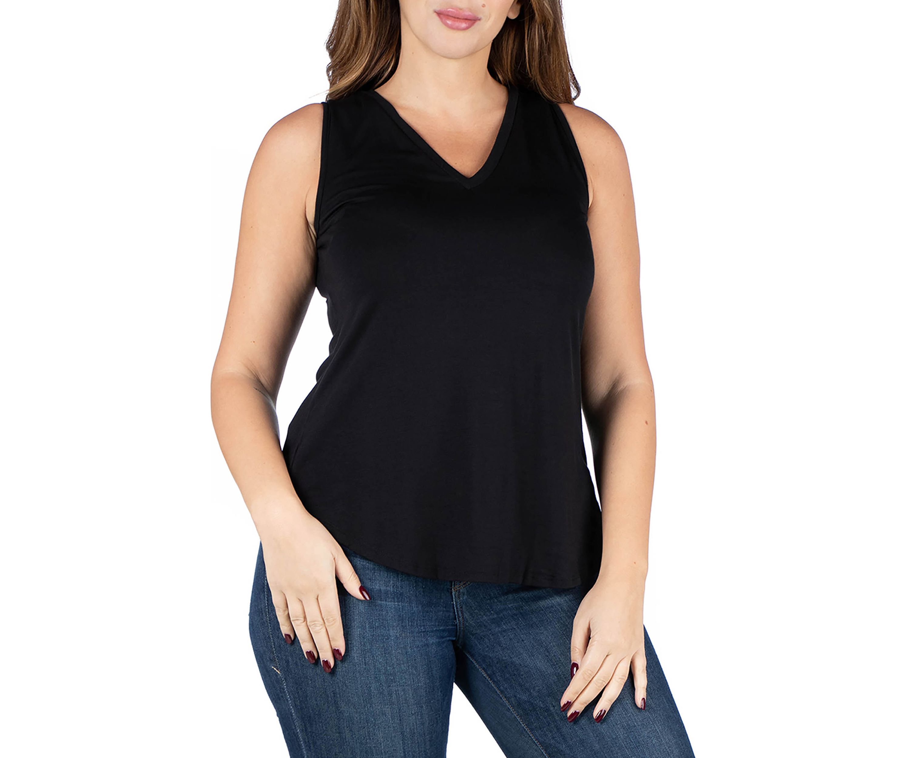 Plus Size V Neck Sleeveless Top