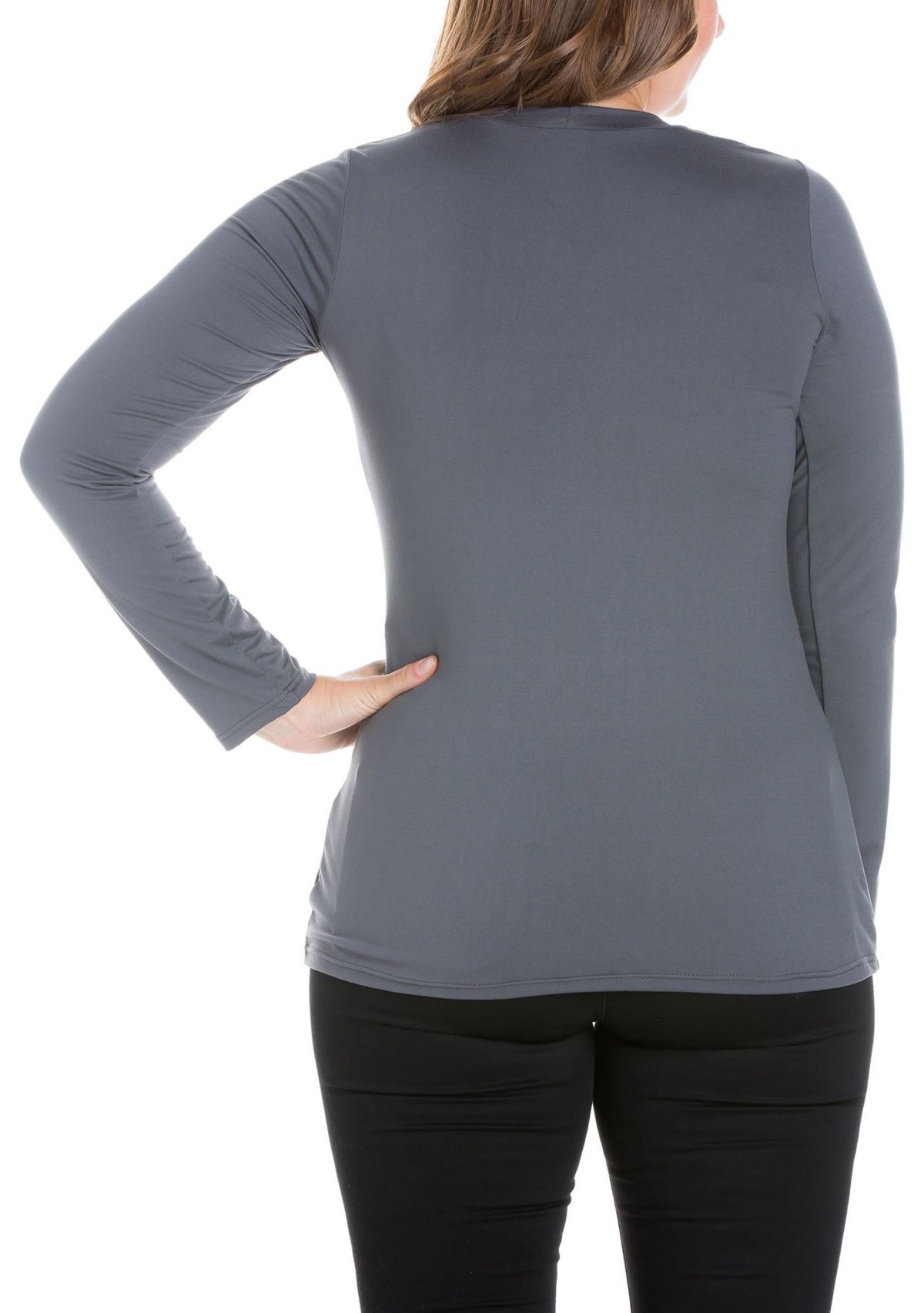Plus Size Solid Long Sleeve Scoop Neck T-Shirt