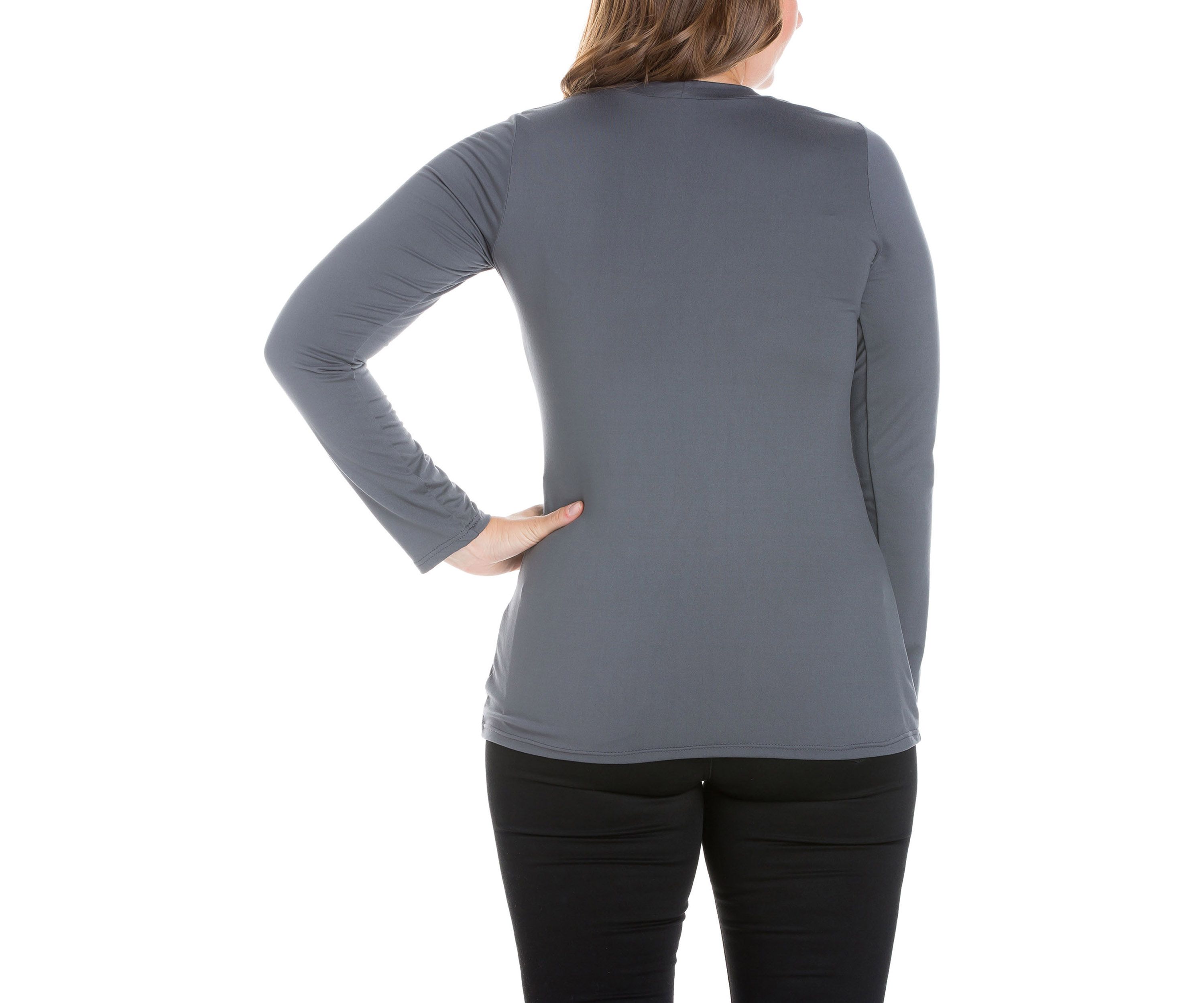 Plus Size Solid Long Sleeve Scoop Neck T-Shirt