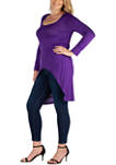 Plus Size 3/4 Sleeve High Low Tunic Top