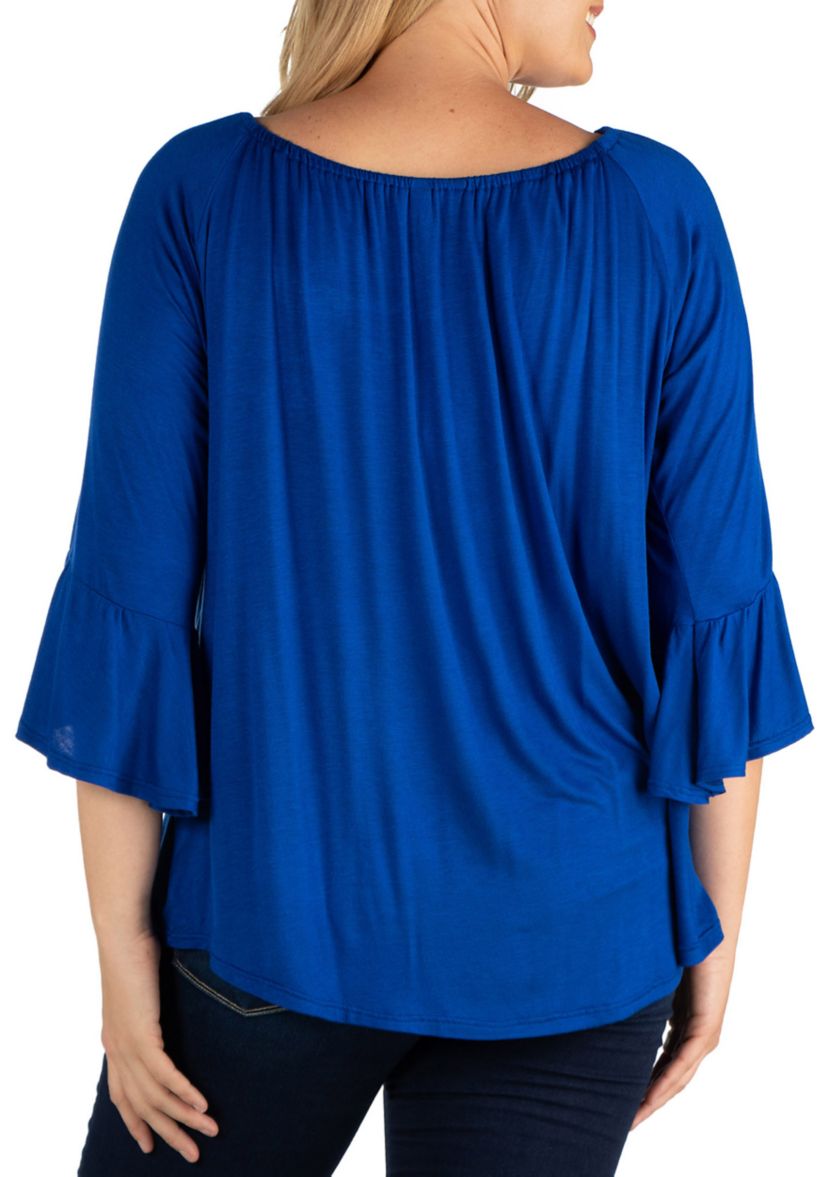 Plus Size Bell Sleeve Loose Fit Tunic Top