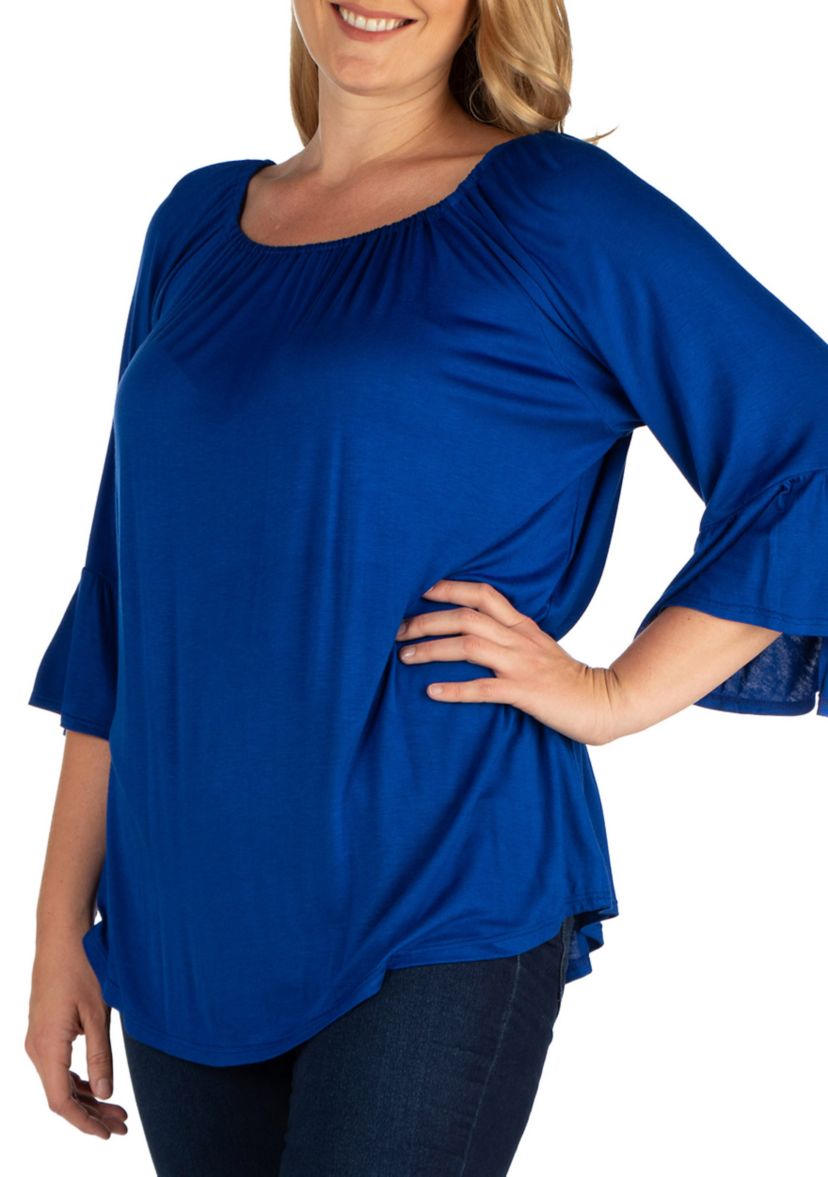 Plus Size Bell Sleeve Loose Fit Tunic Top
