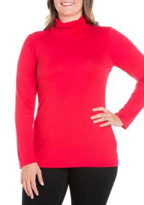 24seven Comfort Apparel Women's Plus Size Classic Long Sleeve Turtleneck