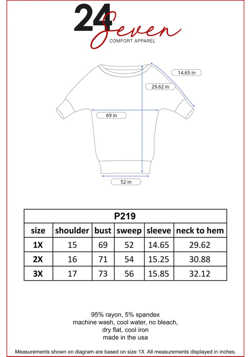 Plus Size Oversized Long Sleeve Dolman Top