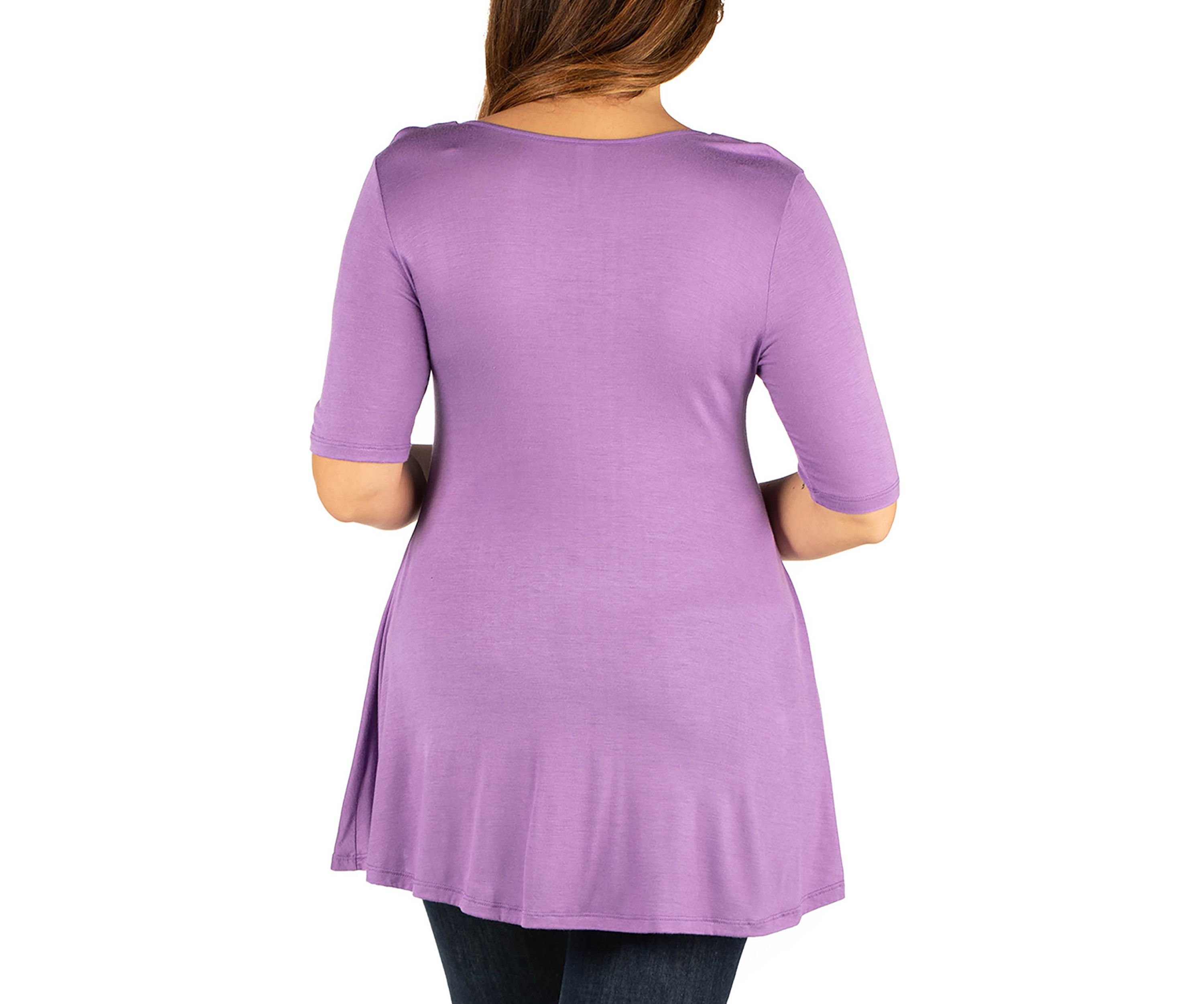 Plus Size Elbow Sleeve Henley Top
