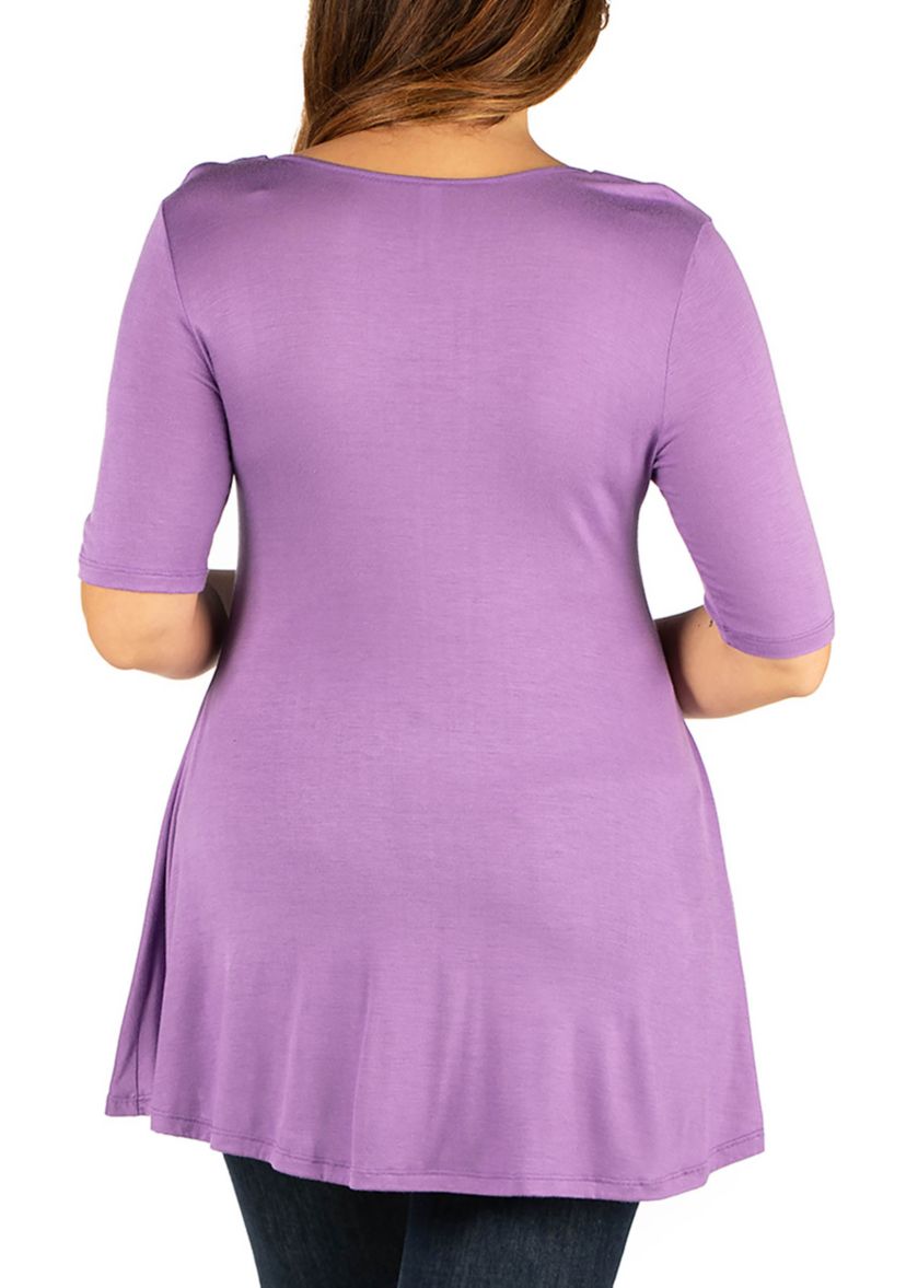 Plus Size Elbow Sleeve Henley Top
