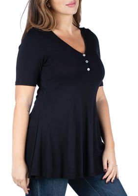 Plus Elbow Sleeve Henley Top