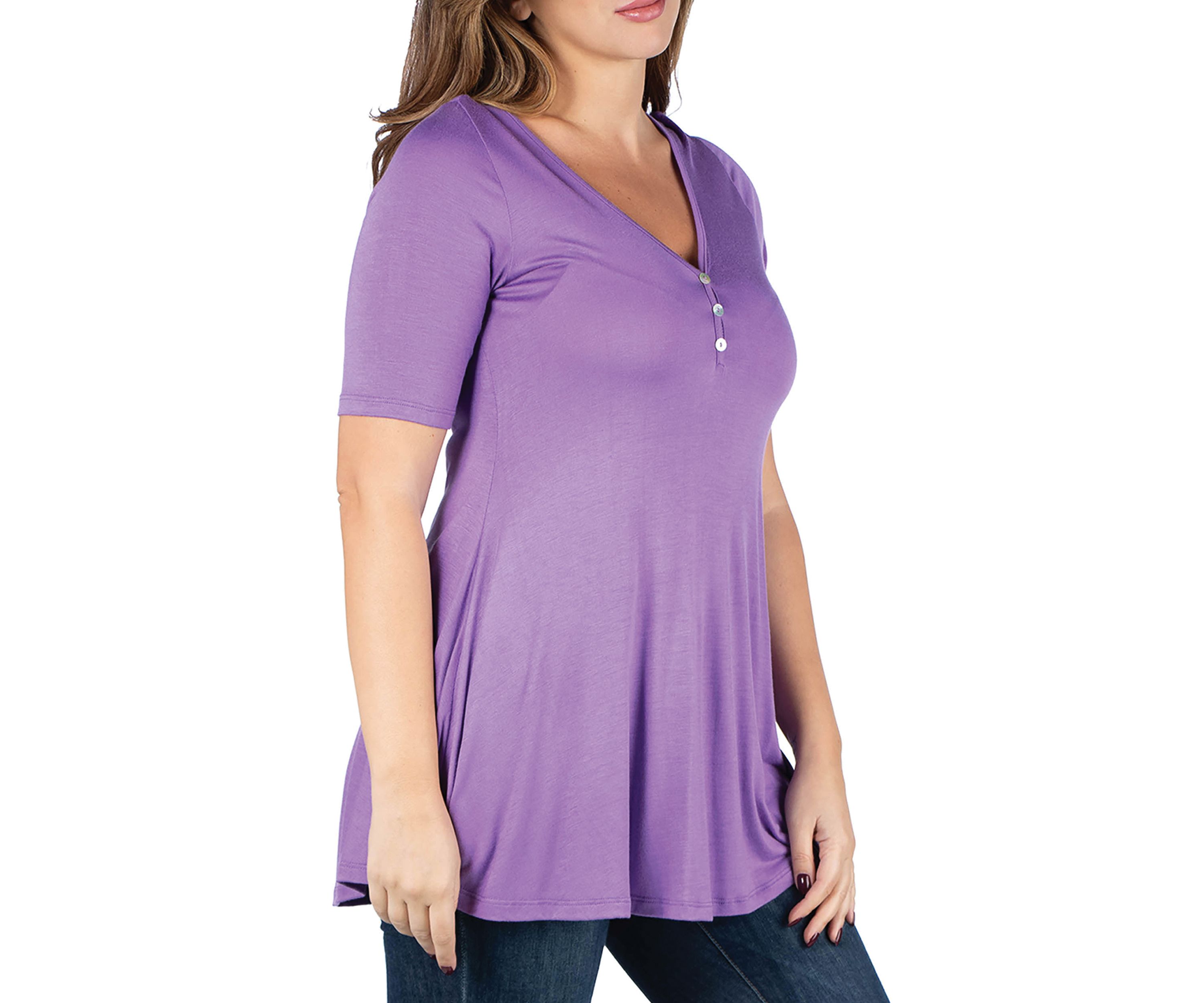 Plus Size Elbow Sleeve Henley Top