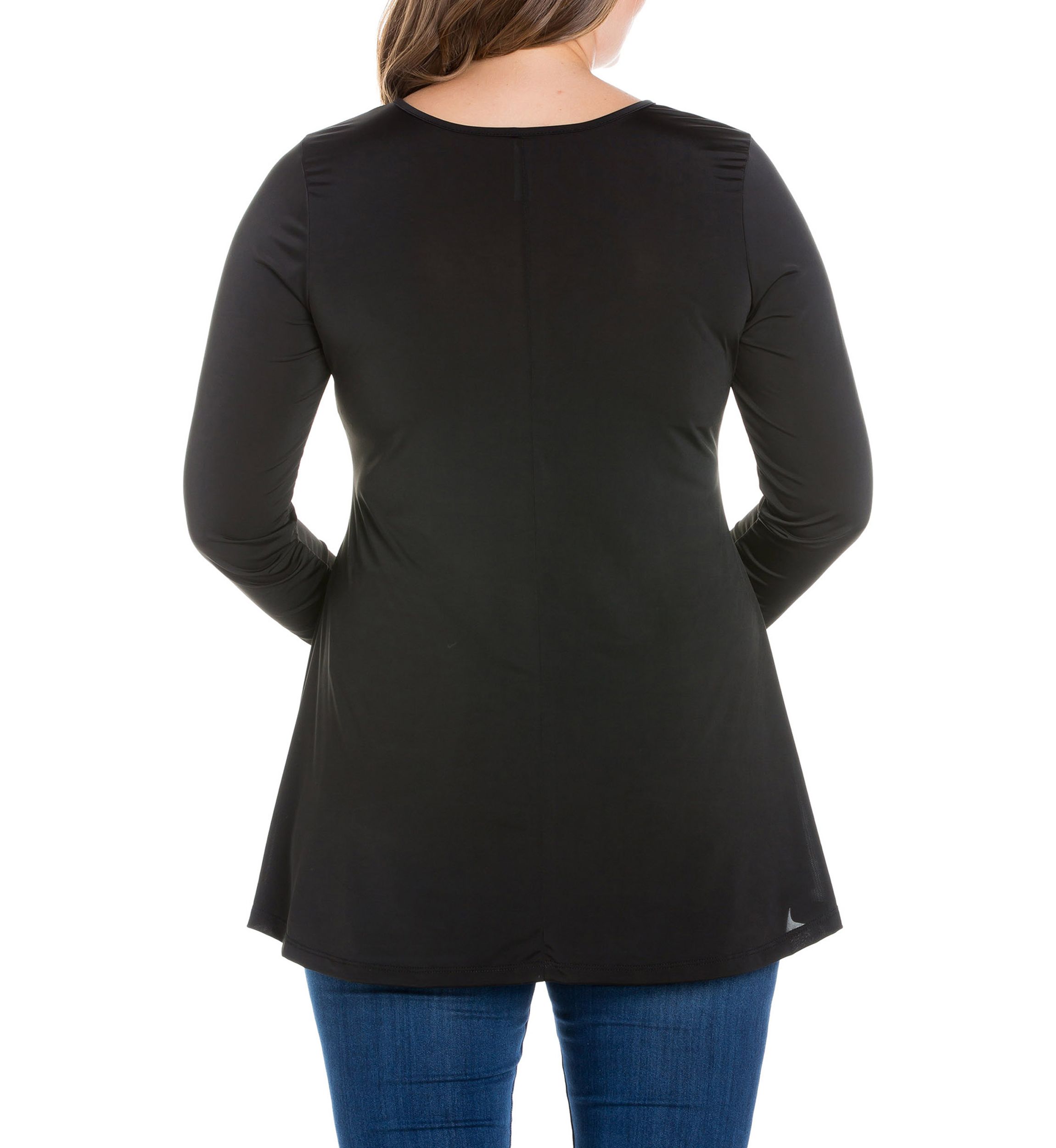 Plus Size Flared Long Sleeve Henley Tunic Top