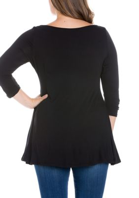 Plus Ruched Sleeve Swing Tunic Top