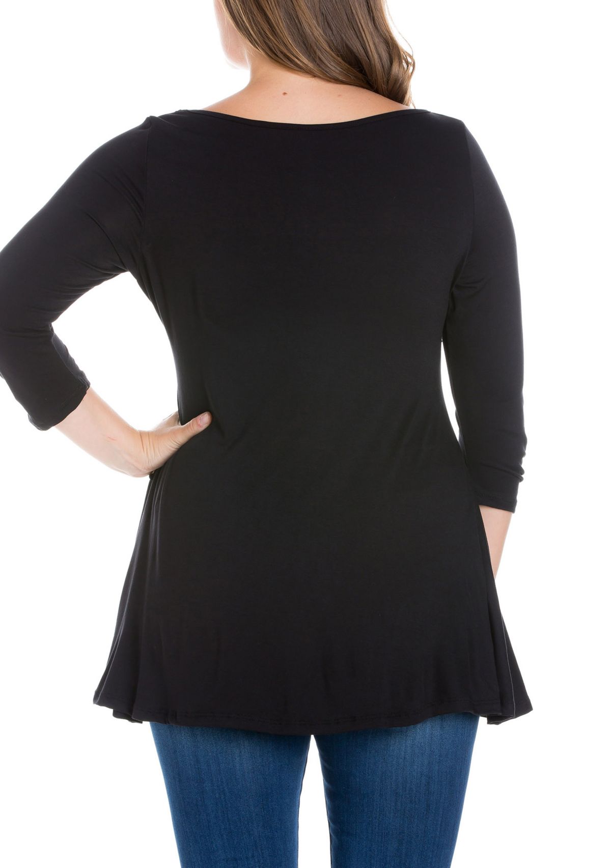 Plus Size Ruched Sleeve Swing Tunic Top