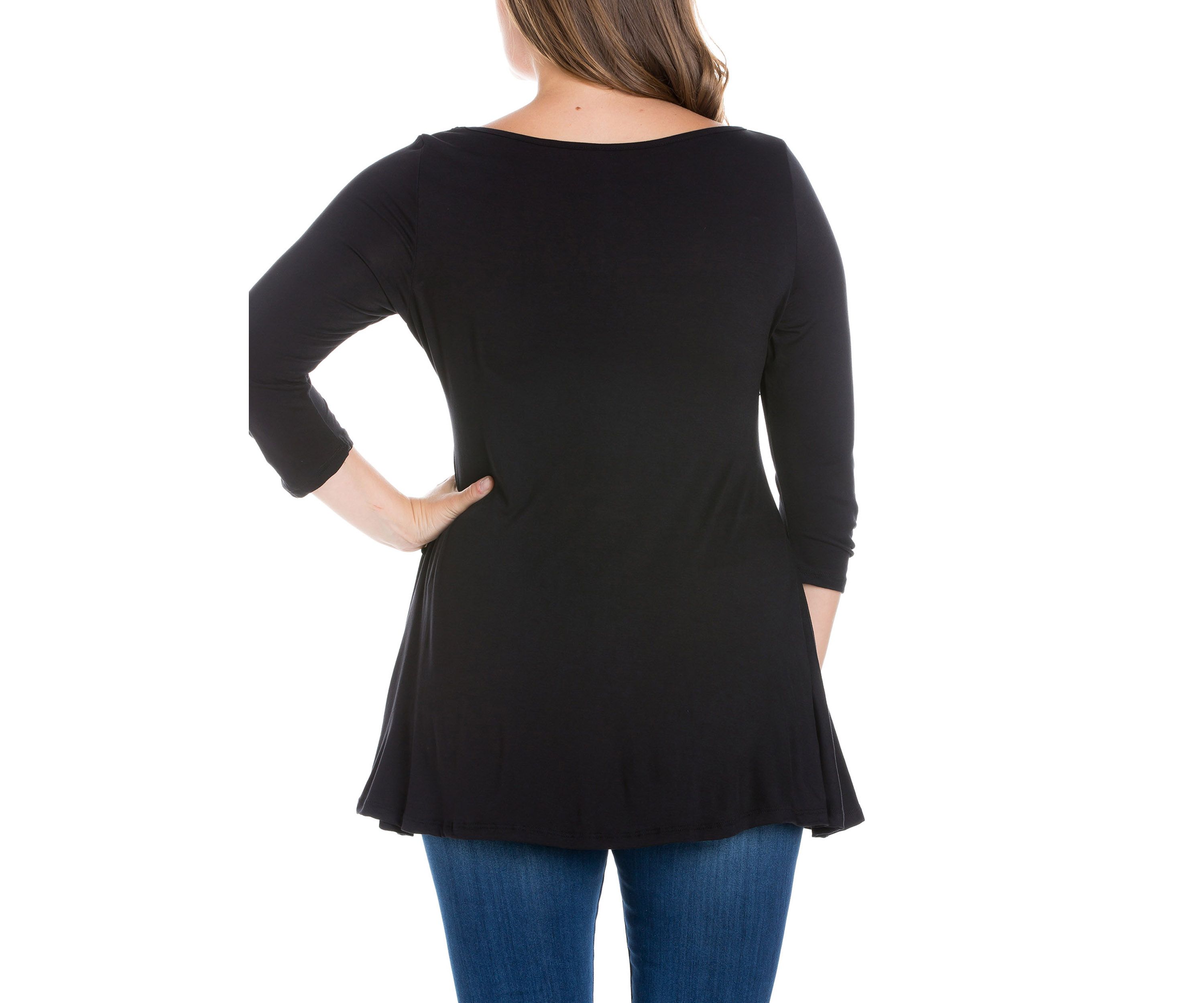 Plus Size Ruched Sleeve Swing Tunic Top
