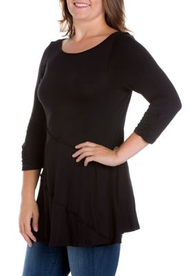 Plus Ruched Sleeve Swing Tunic Top