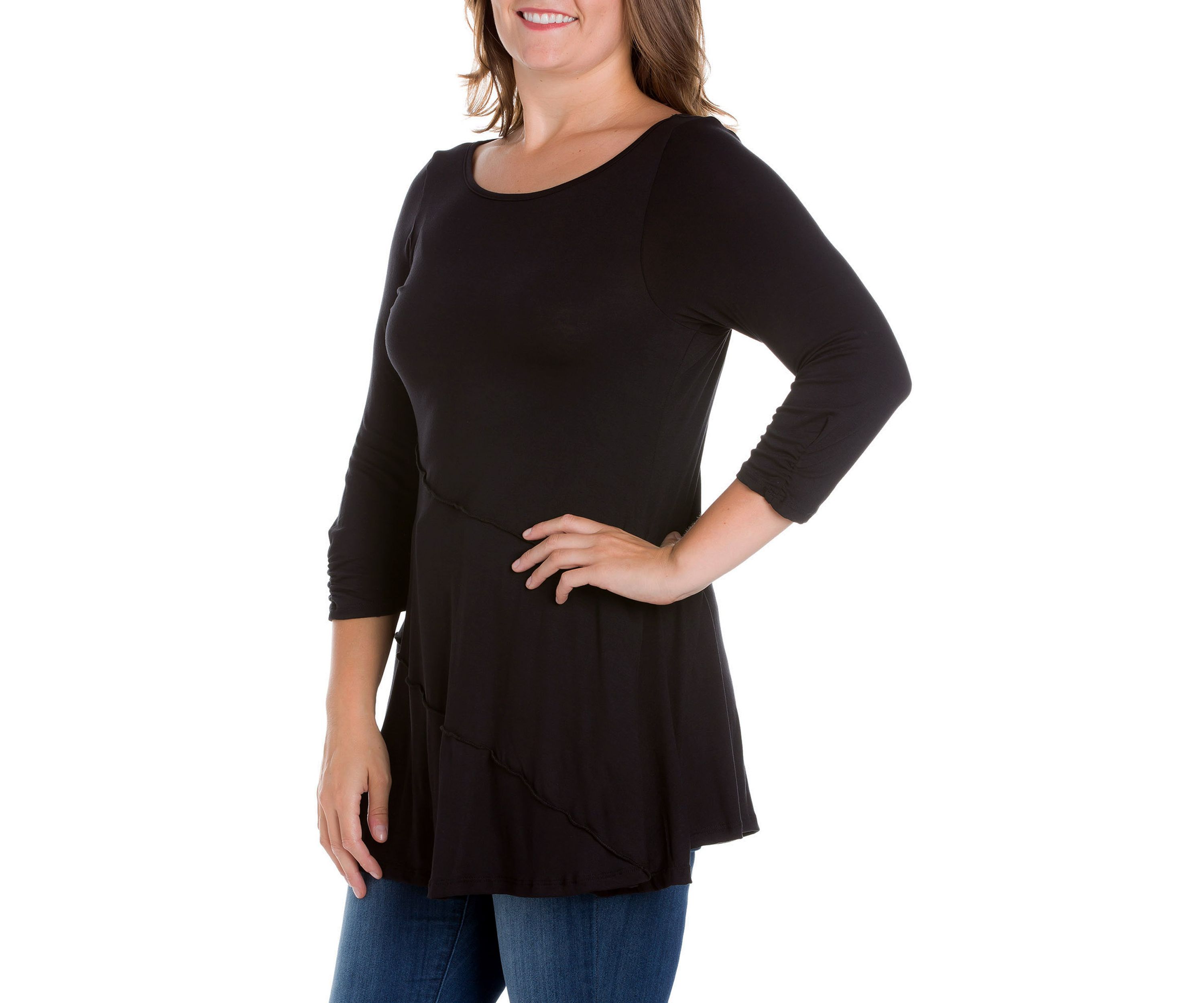 Plus Size Ruched Sleeve Swing Tunic Top