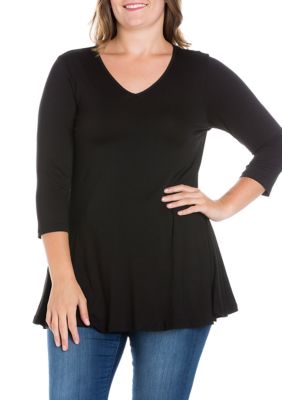 Plus 3/4 Sleeve V-Neck Tunic Top