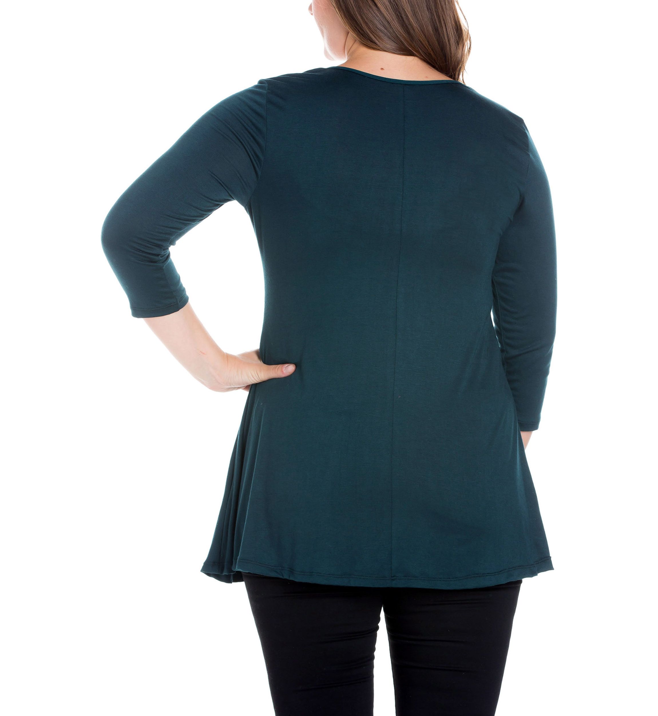Plus Size 3/4 Sleeve V-Neck Tunic Top